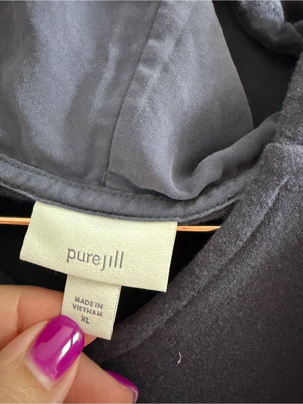 PureJill j Jill Luxe Navy Hoodie Tunic XL pure jill - Picture 2 of 3